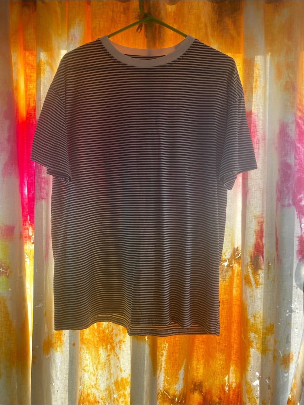 Men's Black & White Striped Crewneck Tee